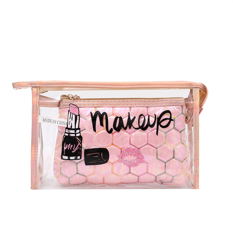 Wholesale Football Pattern Storage Bags, Travel PVC Two-piece Makeup Bags, Transparent Makeup Bags